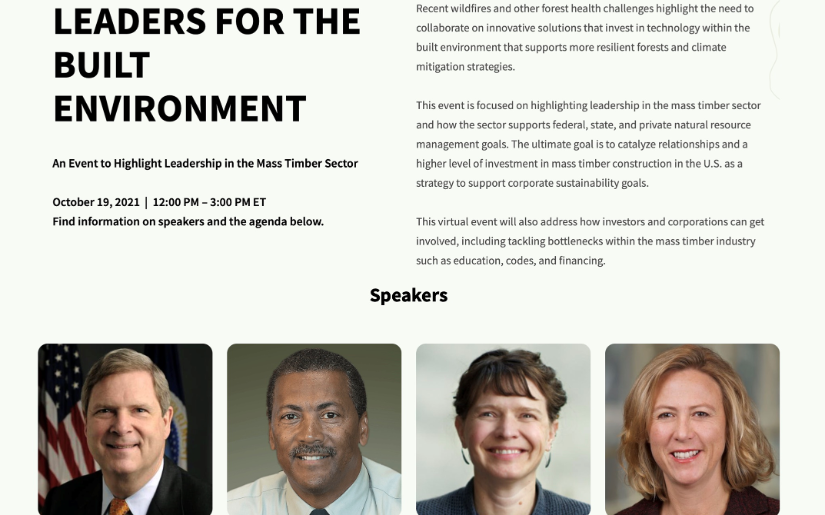 Leaders for the Built Environment: An Event to Highlight Leadership in the Mass Timber Sector